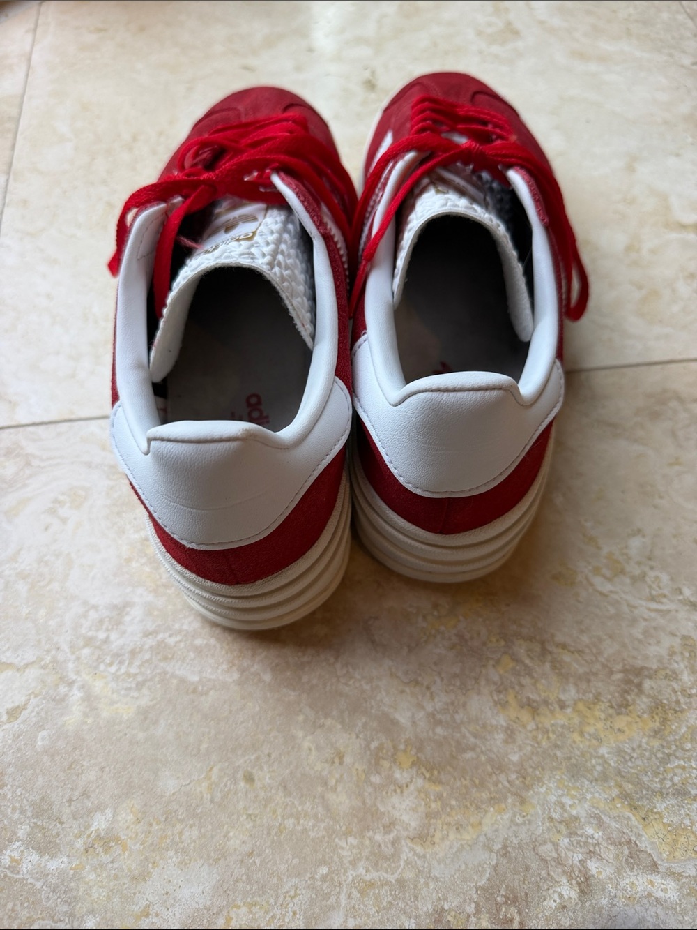 adidas Red and White Women's Suede Sneakers - Picture 5 of 8